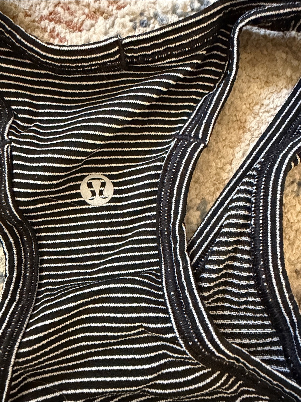 lululemon athletica Black and White Striped Racerback Tank - Picture 2 of 2